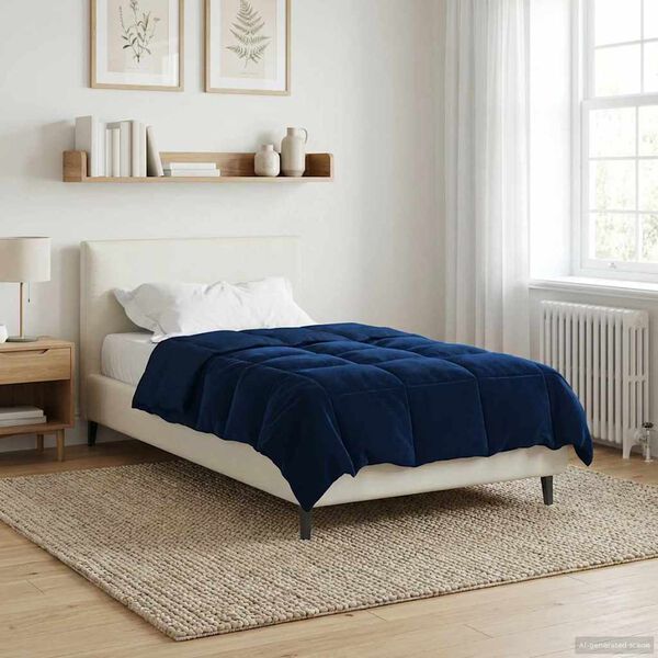 vidaXL Duvet Estivo Trapuntato Blu Scuro 140 x 220 cm Microfibra