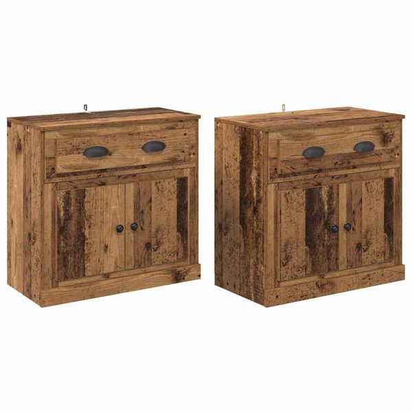 vidaXL Sideboards con cassetto 2 pcs Legno vecchio 70 x 35,5 x 67,5 cm