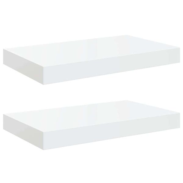 vidaXL Scaffali a Parete 2 pz Bianco Lucido 40x23x3,8 cm in MDF