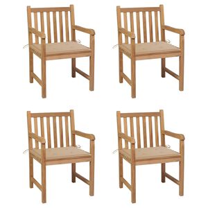 vidaXL Sedie Giardino 4 pz con Cuscini Beige in Massello di Teak