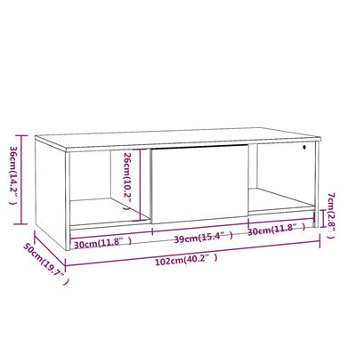 vidaXL Tavolino da Salotto Nero 102x50x36 cm in Legno Multistrato