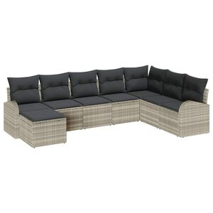vidaXL Set di divani con cuscino 8 pcs Grigio chiaro polyrattan