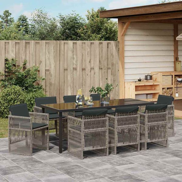 vidaXL Set da Pranzo per Giardino 9 pcs Grigio
