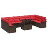 vidaXL Set Divano da Giardino con cuscino 11 pcs Marrone Poly Rattan