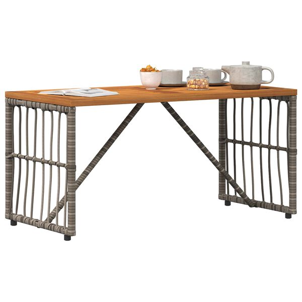 vidaXL Tavolo da Esterno Grigio 80 x 40 x 40 cm Acciaio e Polyrattan