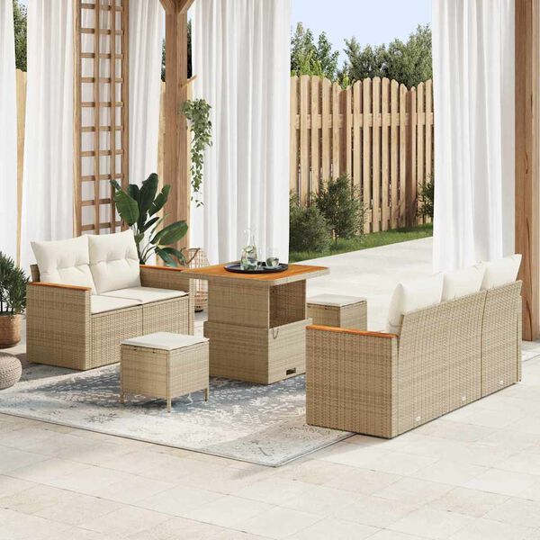vidaXL Set Divano da Giardino 8 pcs Beige polyrattan