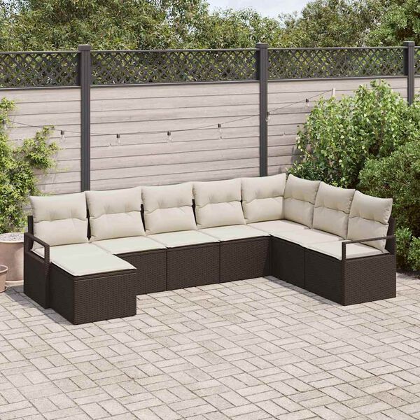 vidaXL Set Divano da Giardino 8 pcs Marrone Poly Rattan