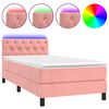vidaXL Letto a Molle con Materasso e LED Rosa 80x200 cm in Velluto