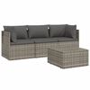 vidaXL Set Divani da Giardino 4 pz con Cuscini in Polyrattan Grigio