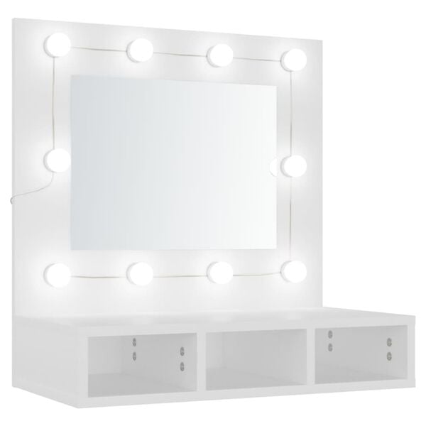vidaXL Mobile a Specchio con LED Bianco 60x31,5x62 cm