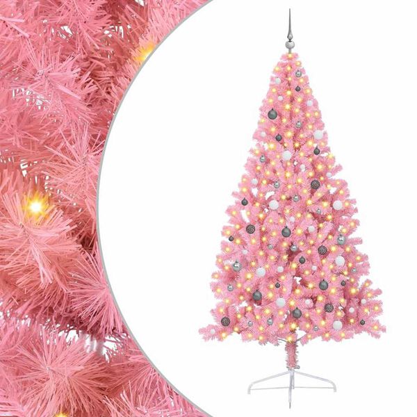 vidaXL Albero di Natale artificiale con luci integrate Rosa 240 cm PVC
