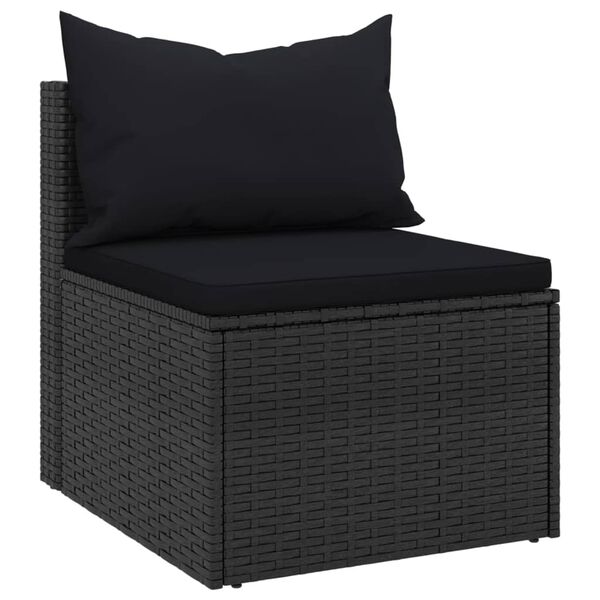 vidaXL Divani Centrali da Giardino con Cuscini 2pz in Polyrattan Nero