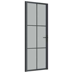 vidaXL Porta Interna 76x201,5 cm Nero Opaco Vetro e Alluminio