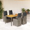 vidaXL Set Bistr&ograve; da Giardino 5 pz con Cuscini in Polyrattan Grigio