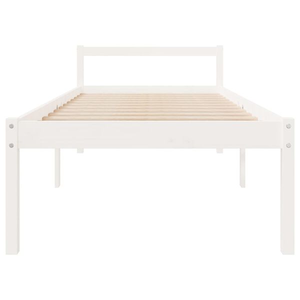 vidaXL Letto per Anziani Bianco 90x200 cm in Legno Massello di Pino