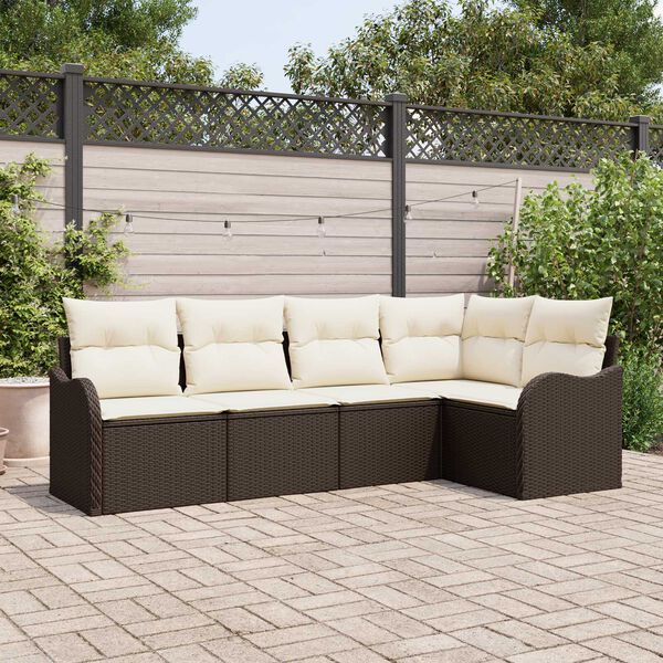 vidaXL Set Divano da Giardino 5 pcs Marrone polyrattan