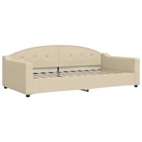 vidaXL Divano Letto Estraibile con Materassi Crema 100x200 cm Tessuto