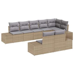 vidaXL Set Divano da Giardino 8 pcs Beige e grigio polyrattan
