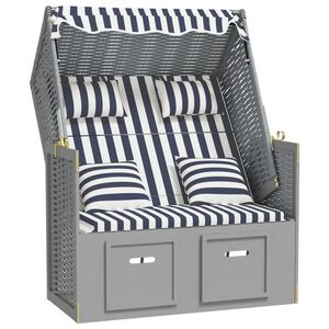 vidaXL Strandkorb con Cuscini Polyrattan e Legno Massello Blu e Bianco