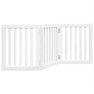 vidaXL Cancello per Cani Pieghevole 3 Pannelli Bianco 150 cm Pioppo