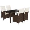vidaXL Set da Pranzo da Giardino 5pz con Cuscini in Polyrattan Marrone