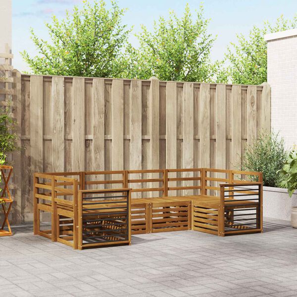vidaXL Set divani 6 pcs Naturale Legno di Acacia Massello