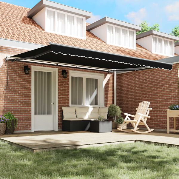 vidaXL Tenda Retrattile Nero 450 &times; 350 cm Tessuto e Alluminio