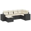 vidaXL Set Divano da Giardino 6 pz con Cuscini Nero in Polyrattan