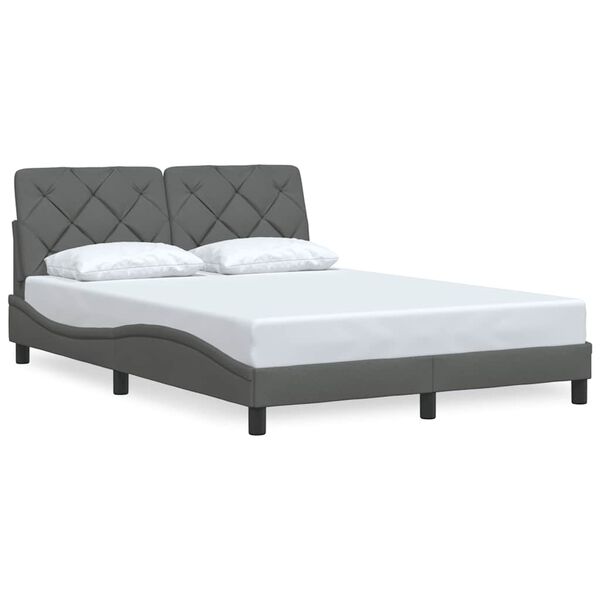 vidaXL Giroletto senza Materasso Grigio Scuro 140x190 cm Tessuto