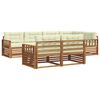 vidaXL Set di divani da esterno con cuscino 7 pcs Naturale e Crema
