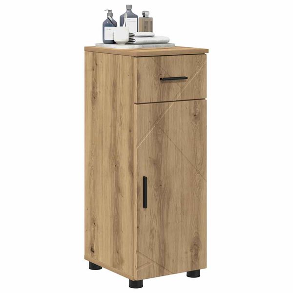 vidaXL Mobile da Bagno con cassetto Rovere artigianale 30 x 35 x 80 cm