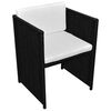 vidaXL Set da Bistrot 3 pz con Cuscini in Polyrattan Nero