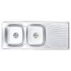 vidaXL Lavello da Cucina Doppio con Filtro e Sifone in Acciaio Inox