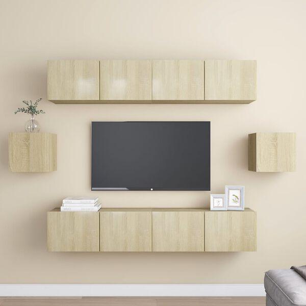 vidaXL Set di Mobili Porta TV 6 pz Rovere Sonoma in Legno Multistrato