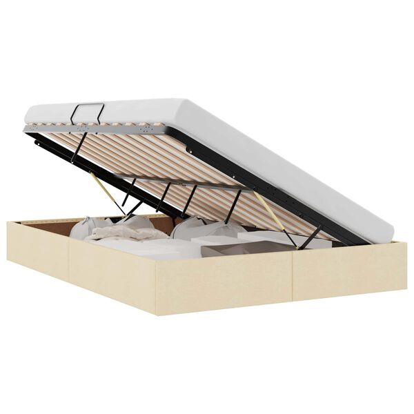 vidaXL Letto con Contenitore con testiera Crema 140 x 190 cm Tessuto
