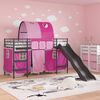 vidaXL Struttura del letto loft per bambini Nero e rosa 74,5 x 190 cm