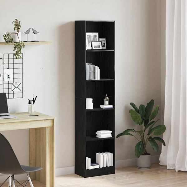 vidaXL Libreria Rovere Nero 40x24x176 cm in Legno Multistrato