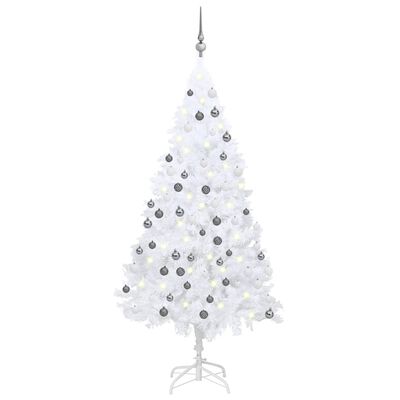vidaXL Albero di Natale Preilluminato con Palline Bianco 180 cm PVC