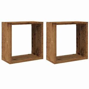 vidaXL Mensole Parete a Cubo 2 pz Legno Vecchio 30x15x30 cm Truciolato