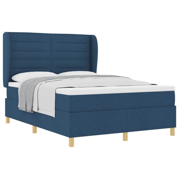 vidaXL Letto con molle e materasso Grigio Scuro 90x190 cm Tessuto Blu
