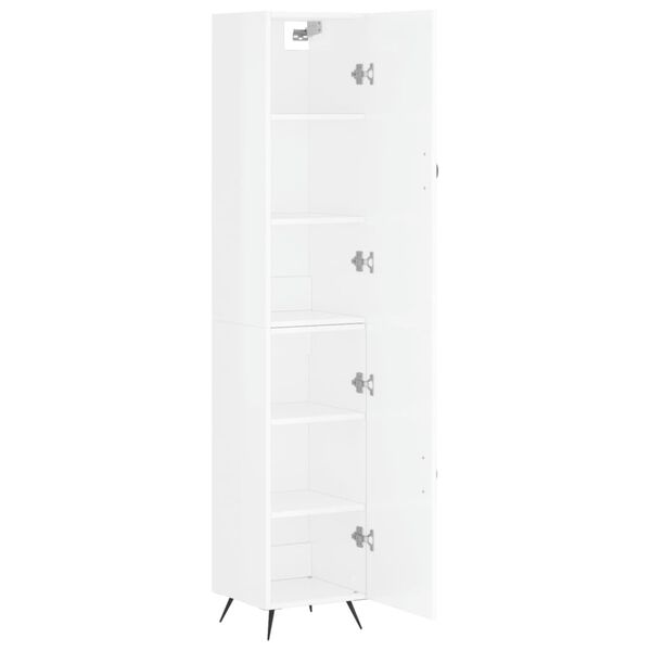 vidaXL Credenza 34,5x34x180 cm in Legno Multistrato Bianco Lucido
