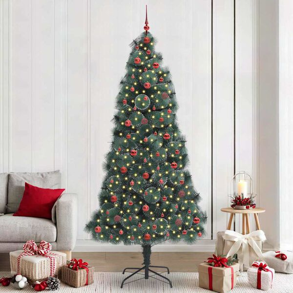 vidaXL Albero di Natale artificiale pre-illuminato con set di palline