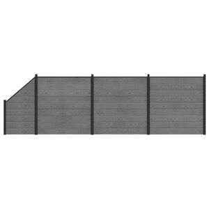 vidaXL Set di Recinzione 619 x 186 cm WPC e Alluminio Grigio