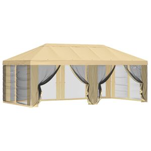 vidaXL Copertura Gazebo con Pareti Laterali 6 x 3 m Crema Poliestere