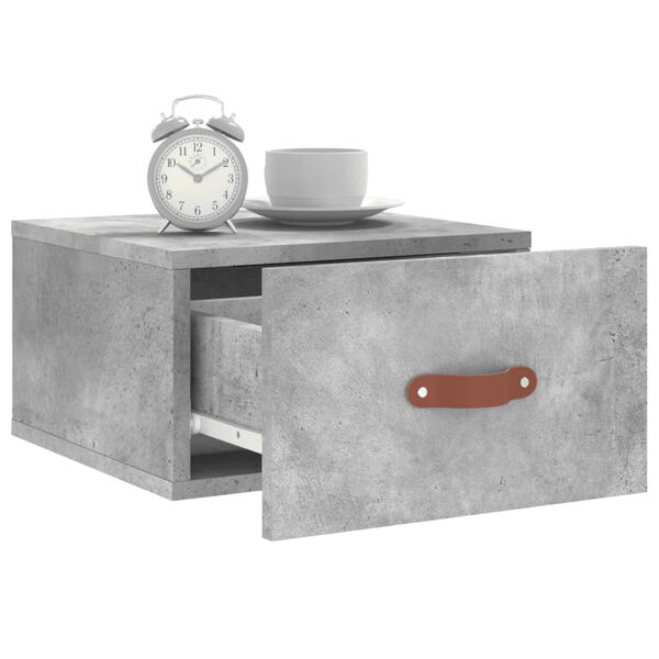vidaXL Comodino a Muro Grigio Cemento 35x35x20 cm