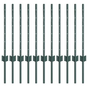 vidaXL Pali per Recinzione 11 pcs Verde 60 cm Acciaio