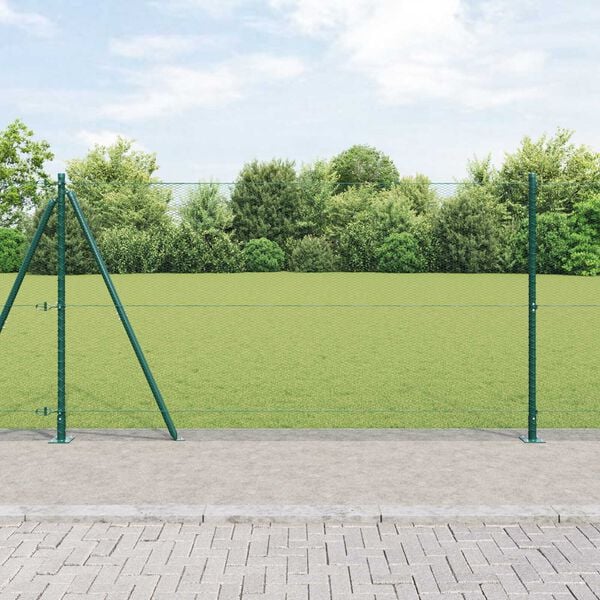 vidaXL Recinzione con pali. Verde 1.2 x 50 m Acciaio rivestito in PVC