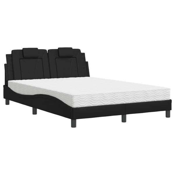 vidaXL Letto Viana con Materasso Nero 140x200 cm in Similpelle