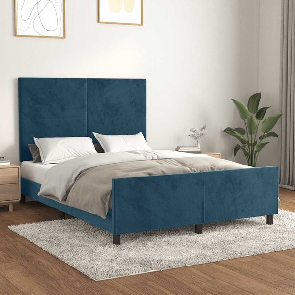 vidaXL Giroletto senza Materasso Blu Scuro 140x200 cm Velluto