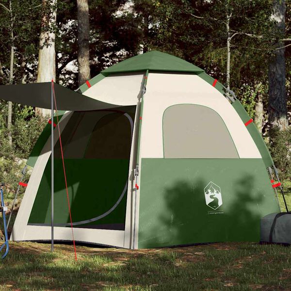 vidaXL Tenda da Campeggio Cabina 4 Persone Verde a Rilascio Rapido